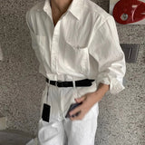 New Men Luxury Korean Style Shirts Casual Long Sleeve Drapped Solid Color Button-down Cardigan Fashion Business Leisure Blouse