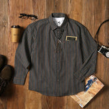 Striped Shirt Long-sleeved Loose Retro Japanese Casual Shirt Trend Personality Simple Atmosphere Gentleman Must-have Streetwear