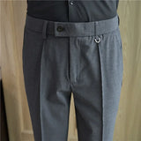 Men Suit Pants Trousers Spring Elastic Waist Solid Slim Fit Dress Pants Office Business Casual High Quality Men's Clothing