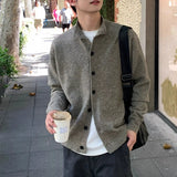 Japanese Vintage Cardigan Coats Light Luxury Knitted Lapel Long Sleeve Men Sweater Jacket Leisure Premium Quality Knitwear M-3XL