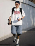 Denim Shorts Men Loose Simple Summer Popular Harajuku Japanese Style Vintage Washed Full Length All-match Streetwear College New