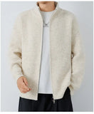 Autumn Men's Korean Zipper Cardigan Jacket Casual Stand Collar Solid Color Long Sleeve Sweater Premium Quality Knitted Outerwear