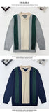 New British Business Men Polo Neck Sweater Light Luxury Commuter Patchwork Knit Long Sleeve Tops Smart Casual Premium Knitwear