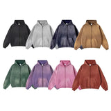 Men's Zip Up Hoodies Tie Dye Washed Double Oversize Cardigan Sweatshirt Loose Plus Plush Gradient Man Hooded Pullovers Winter