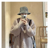 American style trendy men and women retro round neck personalized sweater couple autumn and winter lazy style casual knitted top