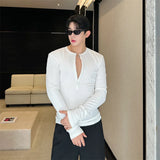 New Men's Casual Blouse Long sleeve t Shirt Tops trend slim fit Tee Shirt button-down Spring Autumn Yoga Shirts