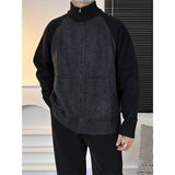 Autumn Men's Zipper Cardigan Jacket Casual Patchwork Stand Collar Long Sleeve Sweater Korean Premium Quality Knitted Outerwear
