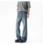 Summer High Street Men's Wear Denim Pants Wavy Trouser Cuffs Design Bootcut Jeans Male Clothing New Stylish 2025
