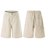 Summer Back Ribbon Design Casual Shorts Simple Loose Fit Male Solid Color New Fashion Men's Bottoms 2025 Pants