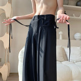 Japanese Ruffian High School Pants Men Niche Double Rope Naples Trousers Yamamoto Straight Loose Drop Feeling Wide Leg Pants