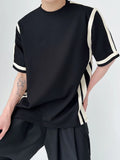 Men Clothing Summer Short Sleeve Stripe Oversized T-shirt Korean Fashion Loose Streetwear Harajuku T-shirt For Male