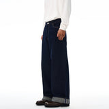 Non-fading Original Color Jeans Men's High Quality Loose Straight Denim Pants Classic American Retro Wide Leg Autumn Trousers