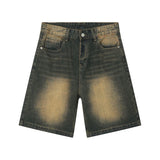 New Casual Loose Straight Denim Shorts For Mens Spring Summer Stylish Solid Color Jean Short Pant Men Vintage Baggy Denim Shorts