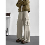 Spring Unisex Loose Wide Leg Cargo Pants Elastic Waist Side Pocket Workwear Casual Wear Trendy Men Women Outdoor Comfort Pleats