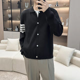 Japanese Retro Men's Cardigan Coats Light Luxury Knitted Lapel Long Sleeve Sweater Jacket Leisure Premium Quality Knitwear M-3XL