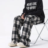 Told Tale Plus Size Spring Casual Plaid Pants Men Wide Leg Couple Straight Pantalones Harajuku Mopping Oversize 8XL 7XL