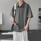 T shirt men Oversized Polo Collar Soft Comfort Tshirt Loose Fit Breathable Tee Casual Streetwear Top Summer Mens Fashion Apparel