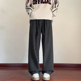 Autumn Woolen Pants Men Oversized Fashion Retro Plaid Pants Men Streetwear Hip-hop Loose Wide Leg Pants Mens Vintage Trousers