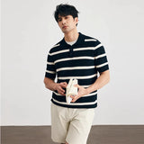 Summer Men's Clothing Luxury Business Striped Polo Shirt Casual Slim-fit Knitted Short Sleeve T-shirt High Quality Tops M-3XL