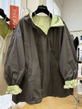 Design-sensory Zippers Trench Coat Both Sides Thin Hooded Jacket Korean 2025 Summer Spliced Jacket High-end Sunscreen Clothes