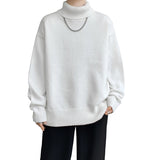 2025 New Autumn Men Turtle Neck Sweater Unisex Casual Loose Fit Trendy Knitted Top Pullovers Outwear Clothing Oversized M-3XL