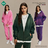 Men's Zip Up Hoodies Tie Dye Washed Double Oversize Cardigan Sweatshirt Loose Plus Plush Gradient Man Hooded Pullovers Winter
