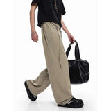 Khaki Black Suit Pants Men Fashion Society Mens Dress Pants Korean Loose Wide Leg Pants Mens Office Formal Trousers S-2XL