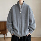 New Korean Fashion Men Cardigan Jacket Light Luxury Trendy Turtleneck Knit Zip-up Long Sleeve Sweater Coat High Quality Knitwear