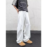 Pantalon Y2K Fashion Pleated White Baggy New Jeans Pants For Men Designer Clothes Straight Wide Leg Casual Long Trousers