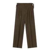 Men's Business PantsVintage Solid Color Classic Zipper Button Straight Casual Male All-match Trousers autumn