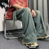 Spring and Autumn American Men and Women Trendy Personalized Straight Tube Washed Jeans Couple Loose Retro Wide Leg Casual Pants