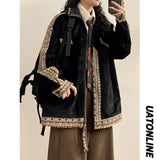 American Retro Lapel Jacket Ethnic Style Embroidered Casual Lapel Jacket Jacket Women Korean 2025 New Fashionable High-end Top