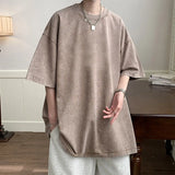 Summer Cotton Short Sleeved T-shirt Men Oversized Retro Washed T Shirt Men Streetwear Hip-hop Loose Vintage T Shirt Mens Top