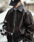 Spring Autumn Cool Handsome Oversized Black Pu Leather Jacket Men Zipper Long Sleeve Luxury Designer Clothes