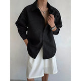 Spring Long Sleeved Shirt Men Fashion Society Mens Black Dress Shirt Korean Loose Casual Shirt Mens White Shirts M-3XL