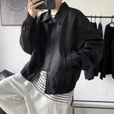 Autumn Winter Fashion Harajuku All Match Tops Men Loose Casual Jacket Pockets Long Sleeve Cardigan Outerwear Button Male Clothes