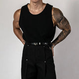 Mens Quick-Drying Muscle Slim Stretch Sports Fitness Round Neck Sleeveless Vest Fitness Top Summer Solid Color Y2k Vest Gym