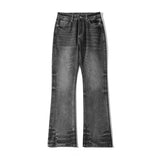 Summer High Street Men's Wear Denim Pants Wavy Trouser Cuffs Design Bootcut Jeans Male Clothing New Stylish 2025