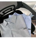 Japanese Striped Fashionable Short-sleeved Shirt Men Summer Thin Fashion Loose and Versatile Student Casual Shirt Aesthetic