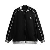 New Men's Casual Jacket Coat Embroidery Letter Logo Striped Patchwork College Baseball Jackets Zipper Outerwear Male Clothes