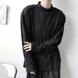 Autumn Winter Fashion Elegant Niche Half Turtleneck Long-Sleeved T-Shirt Mens Pullover Casual Loose Cotton Top Bottoming Shirt