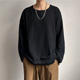 Spring Autumn Round Neck Loose T-Shirt Men Cotton Linen Long Sleeve Casual Male Tshirt Comfortable Breathable Hip Hop Tees Tops
