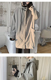 Hooded Trench Men Baggy Zip-up Overcoat Fashion Ulzzang Handsome Daily Pockets Mature Streetwear Personality Spring Autumn Soft