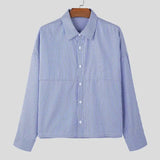 Men Striped Shirt Lapel Long Sleeve Loose Korean Style Men Clothing Streetwear 2024 Fashion Casual Male Shirts S-5XL