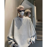 Loose Casual Tshirt Men Fake Two-piece Long Sleeve T Shirt Neutral Streetwear Fashion Women Korean Pullover T-shirts Gray/Black