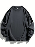 New Men Autumn Casual Fashion Teenager Pullover Top Color Contrast Round Neck Hoodies Male Long Sleeved Loose Sweatshirts Tops