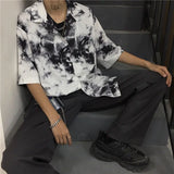 Men's Clothing Streetwear Fashion Casual Turn-down Collar Short Sleeve Printing Neutral Handsome Button Spring Summer Shirts
