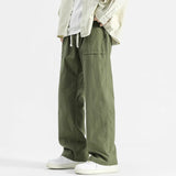 New American Casual Pants Men Loose Straight Leg Trendy Versatile Trousers 5XL Elastic Waist Drawstring Clean Fit Streetwear