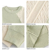 American high street men and women trendy contrasting color round neck sweater autumn and winter couple loose knit top harajuku