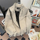 American Cityboy Jacket Wash Canvas Deconstructed Stand Collar Coat Design Sense Top Spring Autumn Korean Trend Bomber Jacket